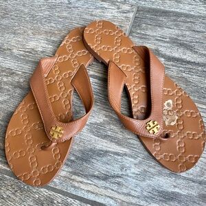 Tory Burch Monroe Thong Sandals in Vintage Vachetta Leather Size 6